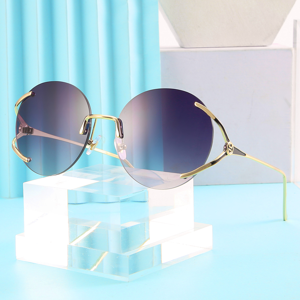 Gafas de sol ovaladas personalizadas sin montura, gafas de sol clásicas, gafas de sol para mujer, gafas de sol para mujer de río, fiesta de gran tamaño