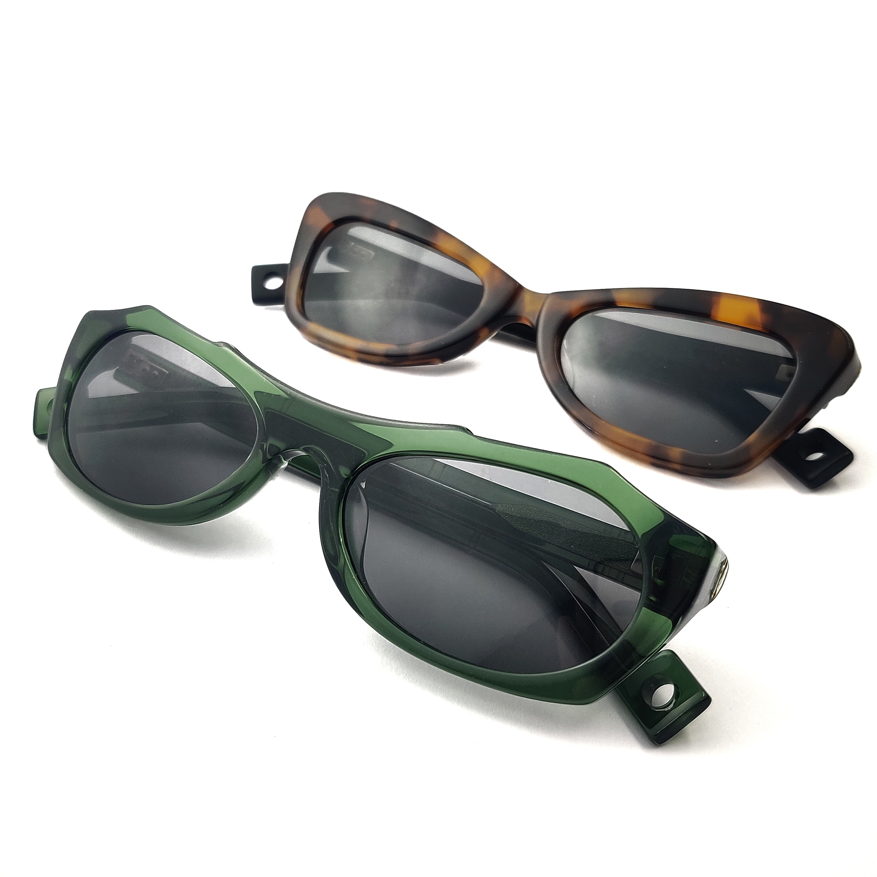 Gafas de sol Acetato de río Gafas de ojo de gato Gafas de sol polarizadas verdes Mujeres Las mejores gafas de sol Fabricante de monturas de gafas