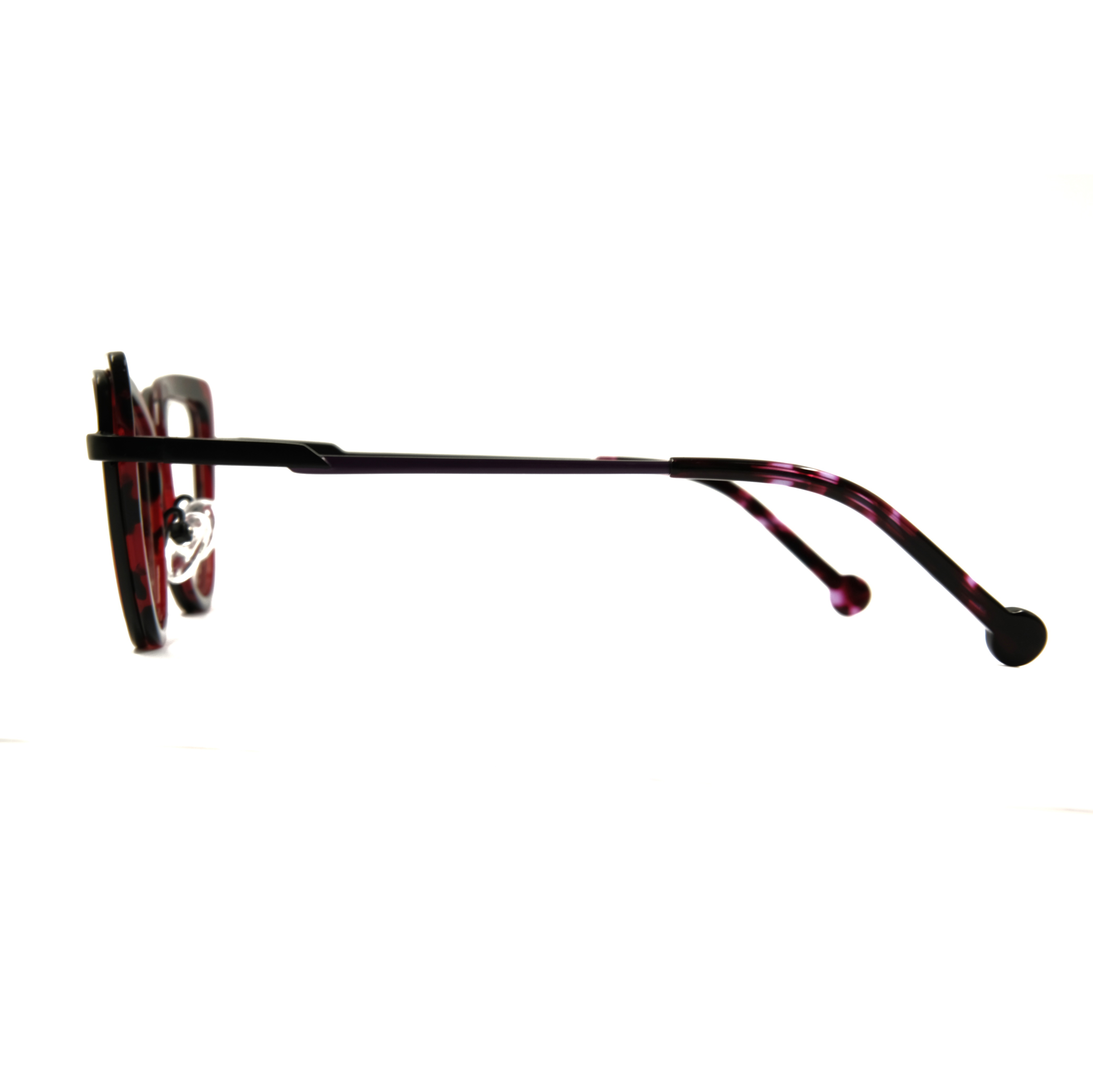 Anteojos de marco óptico de acetato de metal de ojo de gato de acetato de tortuga rojo negro